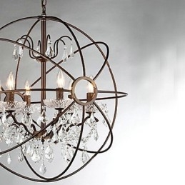 Lustre de metal com pintura de cristal vintage
