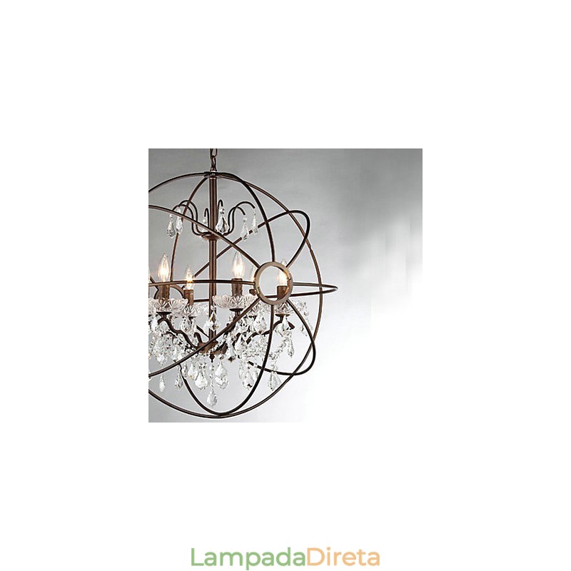 Lustre de metal com pintura de cristal vintage