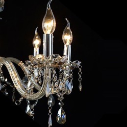 Lustre de cristal de luxo com 6 luzes, cor conhaque, lustre de cristal K9