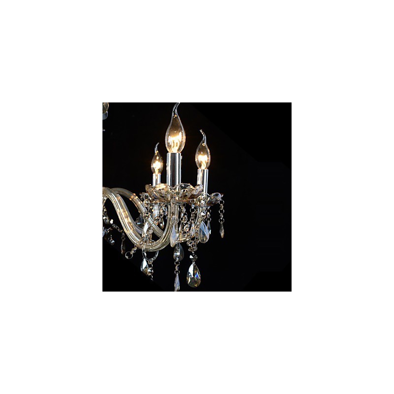 Lustre de cristal de luxo com 6 luzes, cor conhaque, lustre de cristal K9