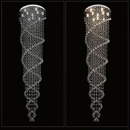 Lustre de teto, luminária pendente, luminária com cristal K9, espiral dupla