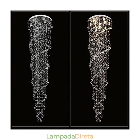 Lustre de teto, luminária pendente, luminária com cristal K9, espiral dupla Lustre de teto, luminária pendente, luminária com cristal K9, espiral dupla