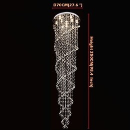 Lustre de teto, luminária pendente, luminária com cristal K9, espiral dupla