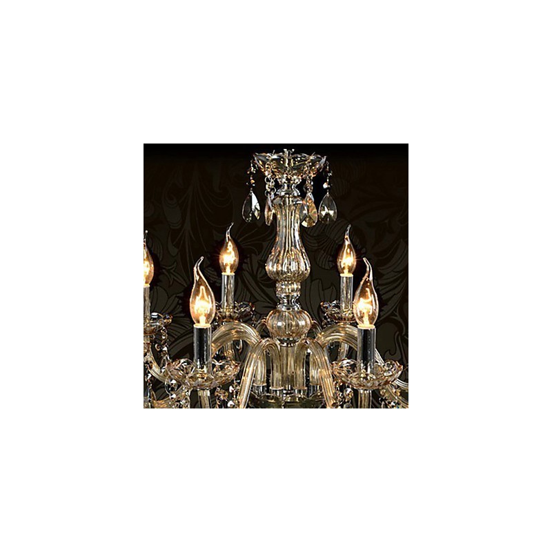 Lustre de cristal de luxo com 6 luzes, cor conhaque, lustre de cristal K9