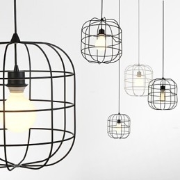 Mini Luminária Pendente Artística Birdcage 1 Luz Acabamento Mordern Simplicity Preto Branco Metal Aço Carbono Droplight