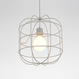 Mini Luminária Pendente Artística Birdcage 1 Luz Acabamento Mordern Simplicity Preto Branco Metal Aço Carbono Droplight