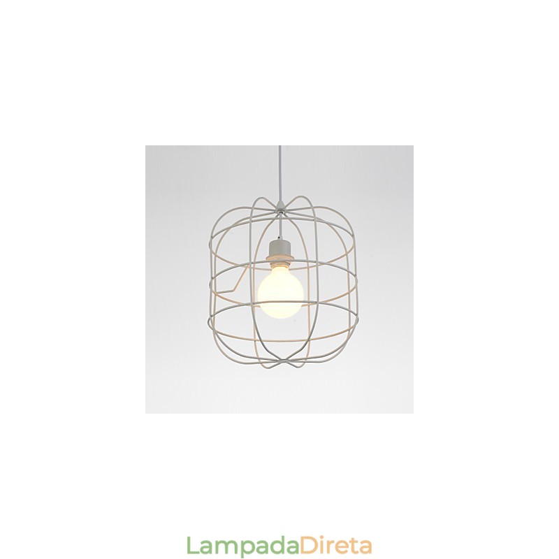 Mini Luminária Pendente Artística Birdcage 1 Luz Acabamento Mordern Simplicity Preto Branco Metal Aço Carbono Droplight