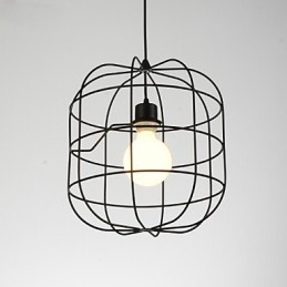 Mini Luminária Pendente Artística Birdcage 1 Luz Acabamento Mordern Simplicity Preto Branco Metal Aço Carbono Droplight