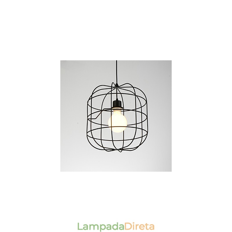 Mini Luminária Pendente Artística Birdcage 1 Luz Acabamento Mordern Simplicity Preto Branco Metal Aço Carbono Droplight