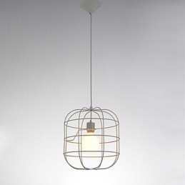 Mini Luminária Pendente Artística Birdcage 1 Luz Acabamento Mordern Simplicity Preto Branco Metal Aço Carbono Droplight
