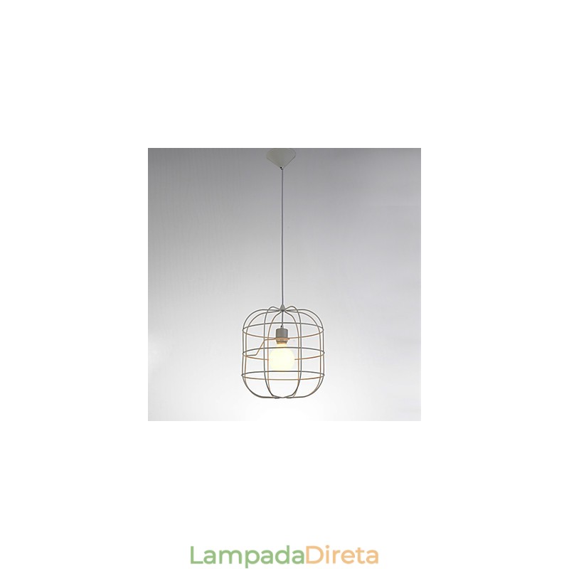 Mini Luminária Pendente Artística Birdcage 1 Luz Acabamento Mordern Simplicity Preto Branco Metal Aço Carbono Droplight