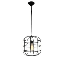 Mini Luminária Pendente Artística Birdcage 1 Luz Acabamento Mordern Simplicity Preto Branco Metal Aço Carbono Droplight