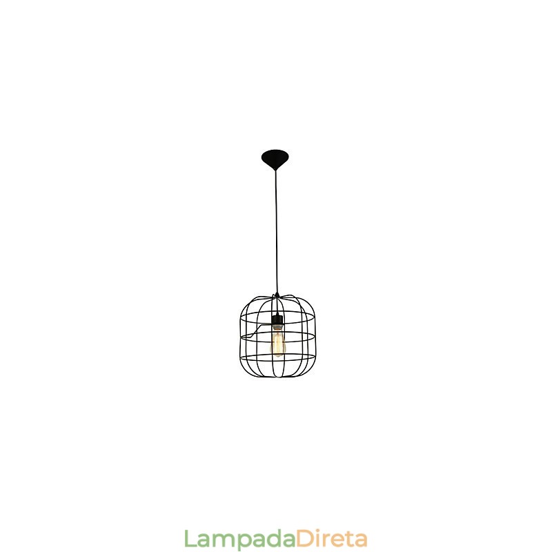 Mini Luminária Pendente Artística Birdcage 1 Luz Acabamento Mordern Simplicity Preto Branco Metal Aço Carbono Droplight