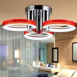 Lustre moderno contemporâneo de metal cromado com montagem embutida