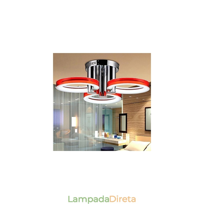 Lustre moderno contemporâneo de metal cromado com montagem embutida