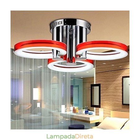 Lustre moderno contemporâneo de metal cromado com montagem embutida Lustre moderno contemporâneo de metal cromado com montagem embutida