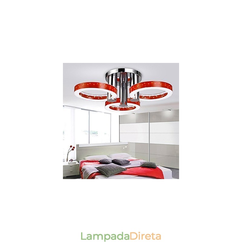 Lustre moderno contemporâneo de metal cromado com montagem embutida