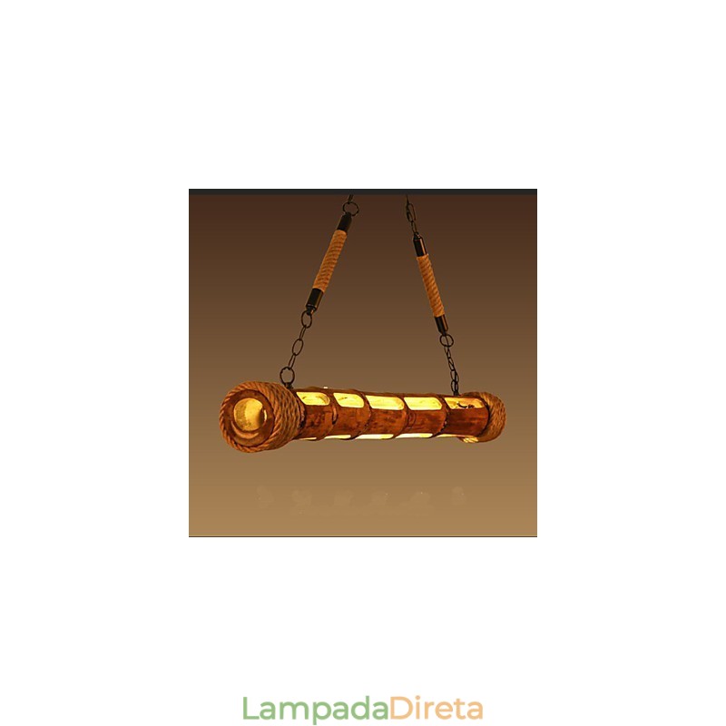 Lustre decorativo de bambu com esculturas de jardim de café