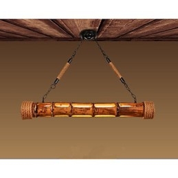Lustre decorativo de bambu com esculturas de jardim de café