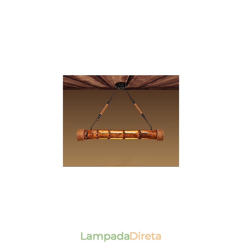 Lustre decorativo de bambu com esculturas de jardim de café
