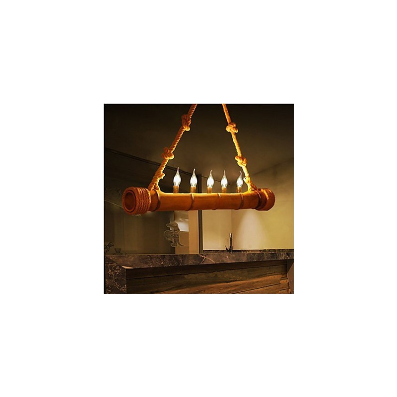 Lustre decorativo de bambu Cafe Pastoral Nostalgia