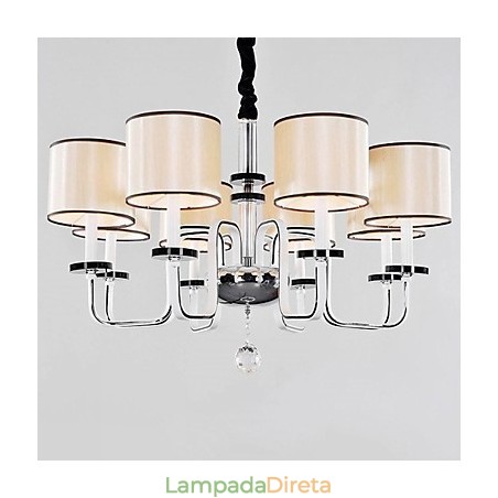 Lustre moderno contemporâneo de cristal cromado em metal Lustre moderno contemporâneo de cristal cromado em metal