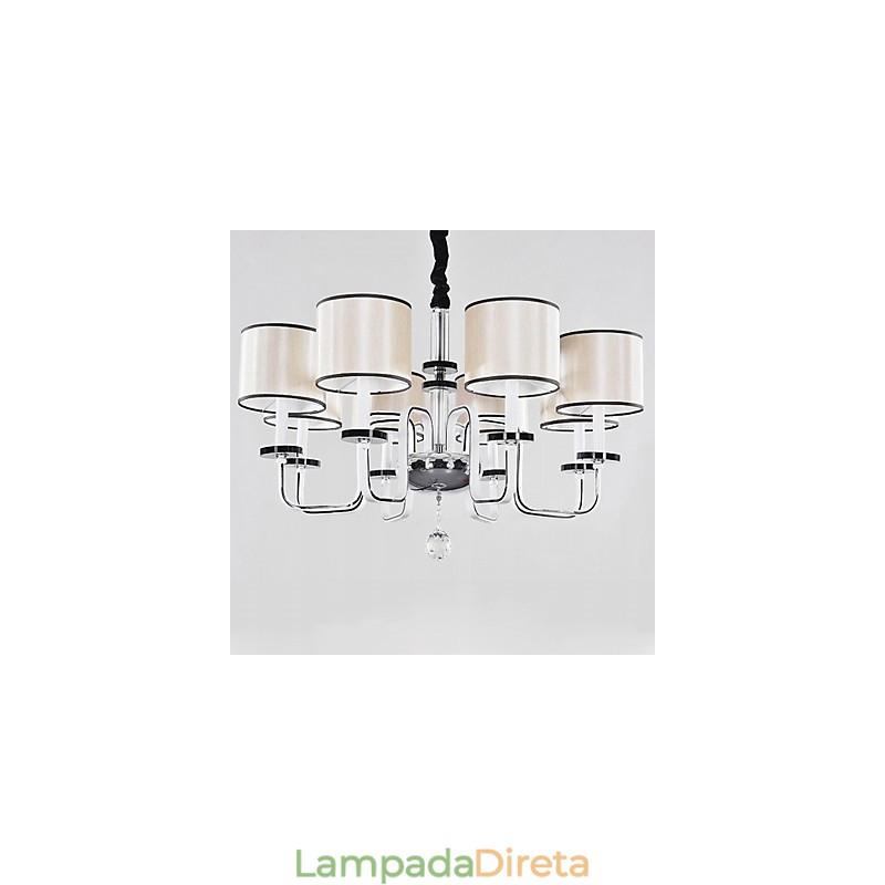 Lustre moderno contemporâneo de cristal cromado em metal