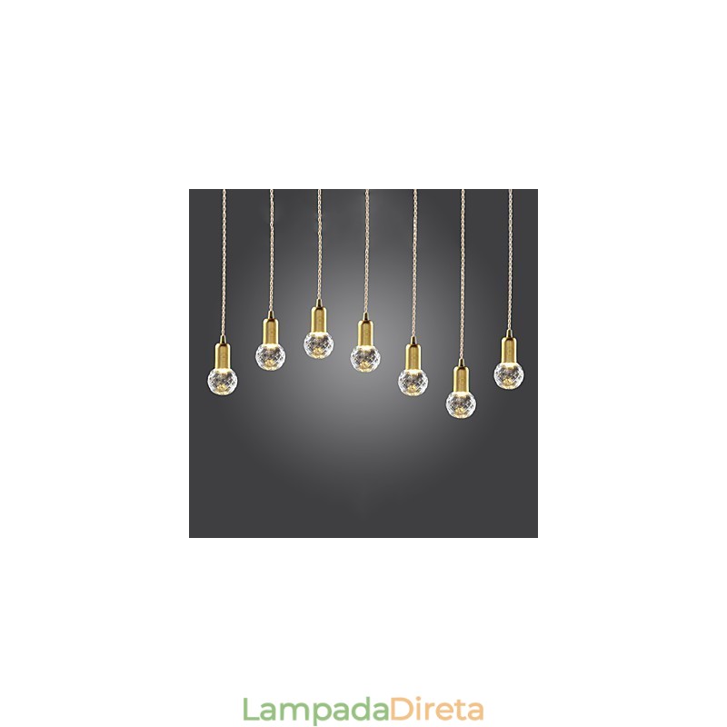 Luminária pendente moderna contemporânea vintage estilo mini dourada de metal