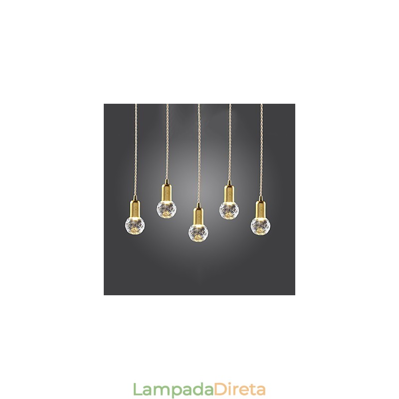 Luminária pendente moderna contemporânea vintage estilo mini dourada de metal