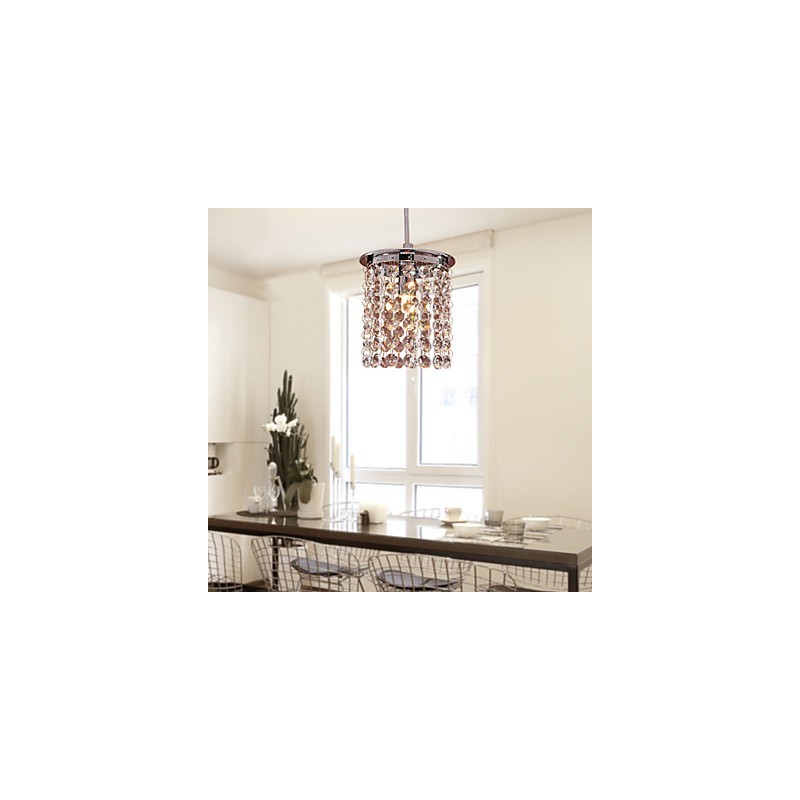 Luminária pendente moderna contemporânea em cristal estilo mini galvanizada