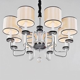 Lustre moderno contemporâneo de cristal cromado em metal