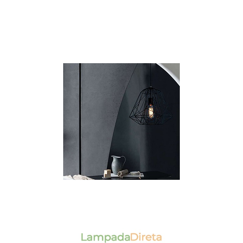 Luminária pendente de metal com pintura retrô vintage para garagem