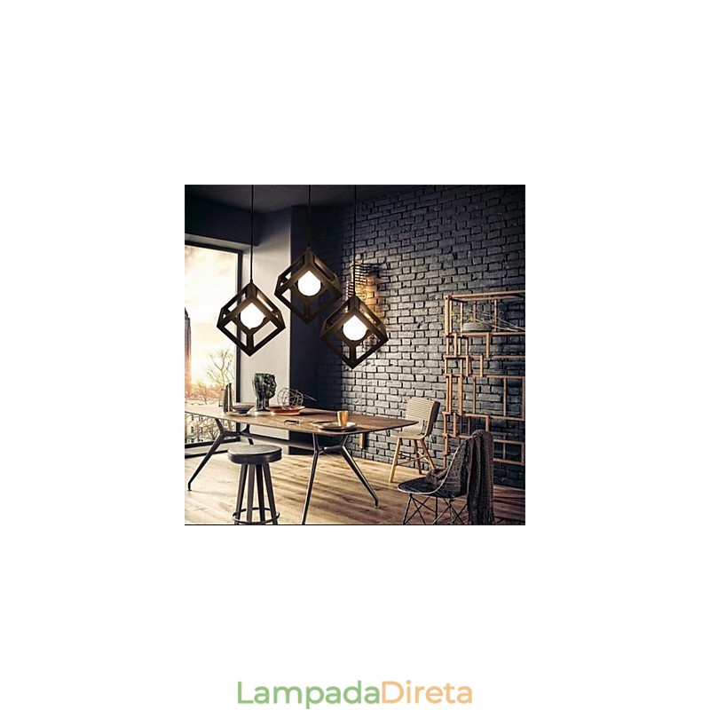 Lustre de ferro estilo gaiola retrô americano
