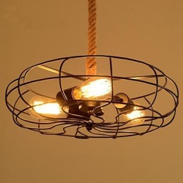 Lustre de ventilador industrial criativo de corda Lron americano vintage