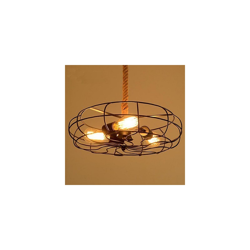 Lustre de ventilador industrial criativo de corda Lron americano vintage