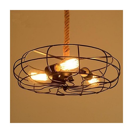 Lustre de ventilador industrial criativo de corda Lron americano vintage Lustre de ventilador industrial criativo de corda Lron americano vintage