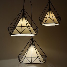Luminária pendente Diamond Mini 1 luz Modern Simplicity Preto e Branco Acabamento em aço carbono Tecido Droplight