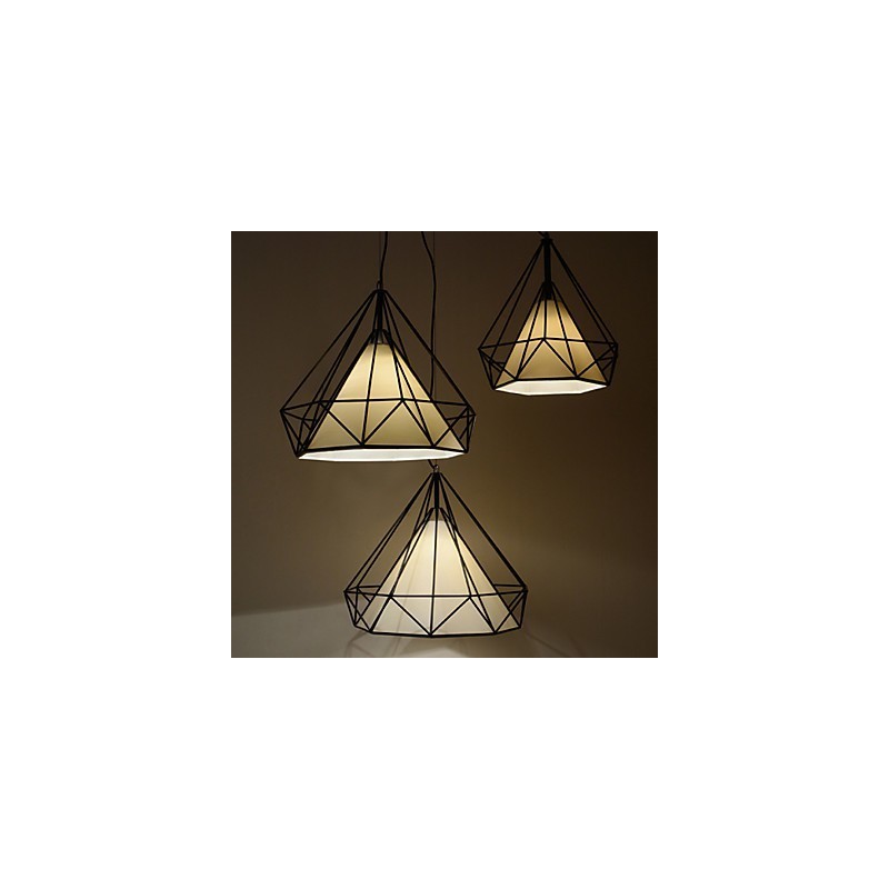 Luminária pendente Diamond Mini 1 luz Modern Simplicity Preto e Branco Acabamento em aço carbono Tecido Droplight