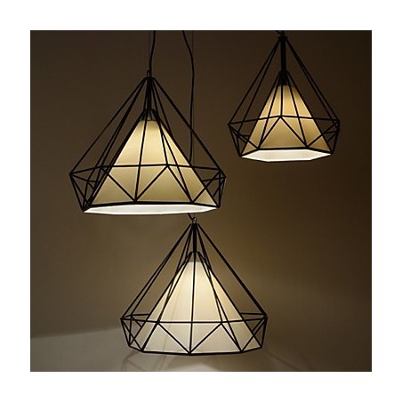 Luminária pendente Diamond Mini 1 luz Modern Simplicity Preto e Branco Acabamento em aço carbono Tecido Droplight Luminária pendente Diamond Mini 1 luz Modern Simplicity Preto e Branco Acabamento em aço carbono Tecido Droplight