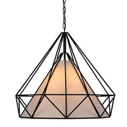 Luminária pendente Diamond Mini 1 luz Modern Simplicity Preto e Branco Acabamento em aço carbono Tecido Droplight