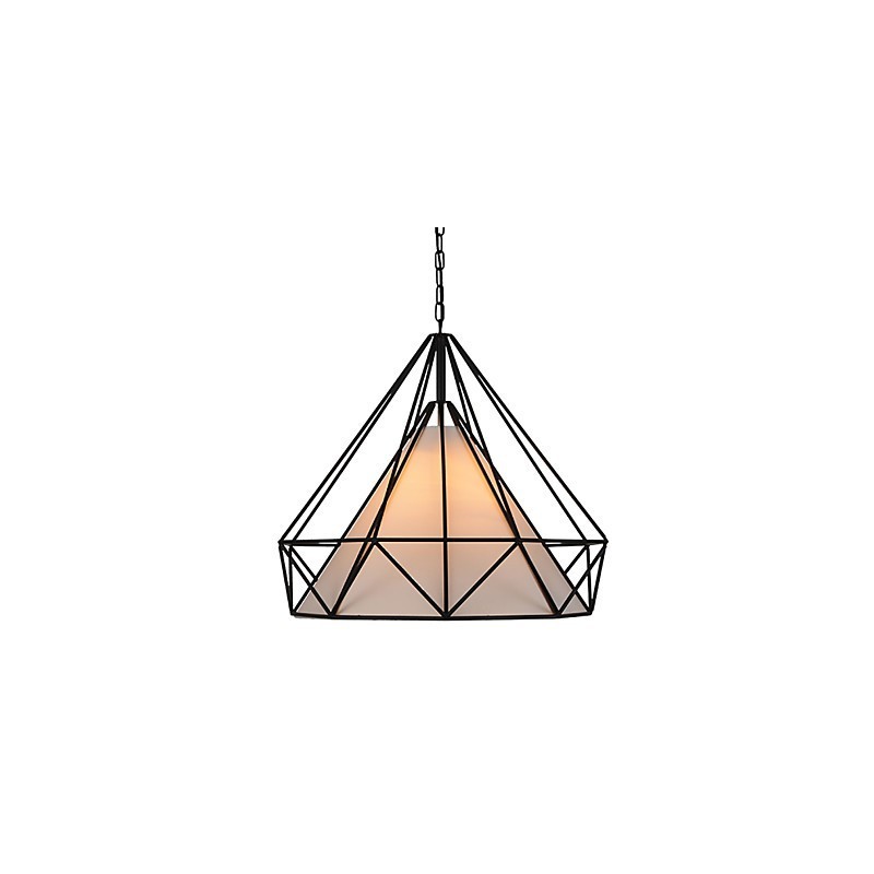 Luminária pendente Diamond Mini 1 luz Modern Simplicity Preto e Branco Acabamento em aço carbono Tecido Droplight