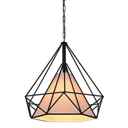 Luminária pendente Diamond Mini 1 luz Modern Simplicity Preto e Branco Acabamento em aço carbono Tecido Droplight