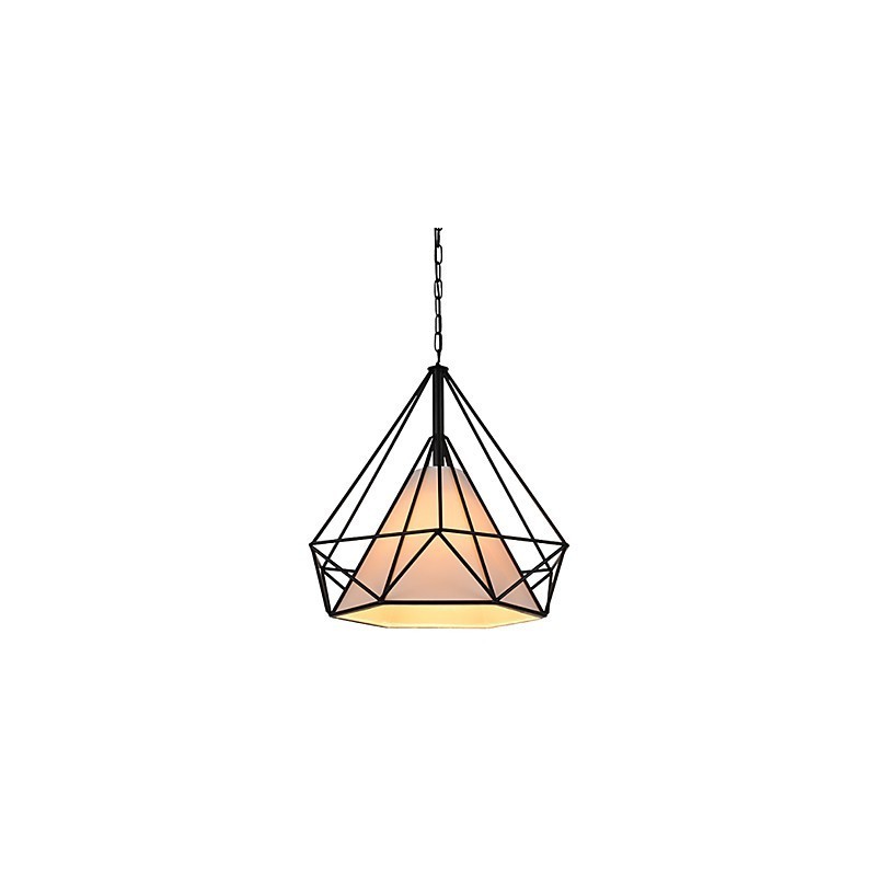 Luminária pendente Diamond Mini 1 luz Modern Simplicity Preto e Branco Acabamento em aço carbono Tecido Droplight