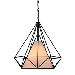 Luminária pendente Diamond Mini 1 luz Modern Simplicity Preto e Branco Acabamento em aço carbono Tecido Droplight
