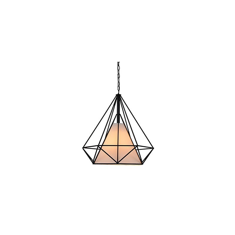 Luminária pendente Diamond Mini 1 luz Modern Simplicity Preto e Branco Acabamento em aço carbono Tecido Droplight