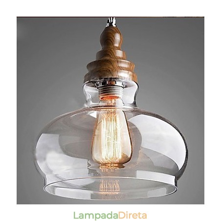 Luminária pendente de cristal de madeira estilo vintage (diâm. 24 cm) Luminária pendente de cristal de madeira estilo vintage (diâm. 24 cm)