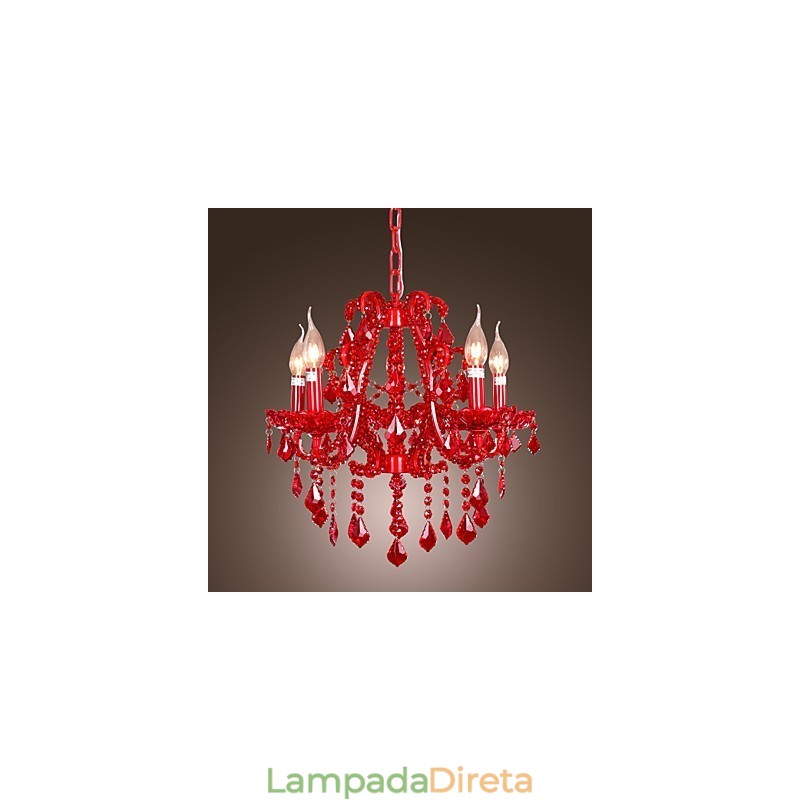 Lustre moderno contemporâneo de cristal cromado em metal
