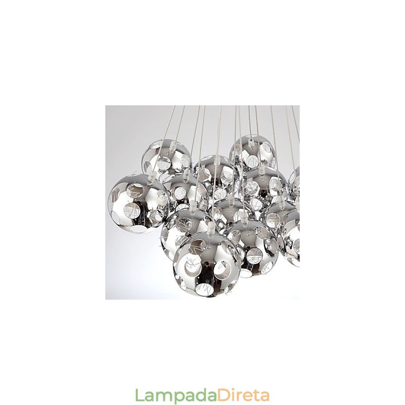 Luminária pendente moderna contemporânea Globe Chrome Metal