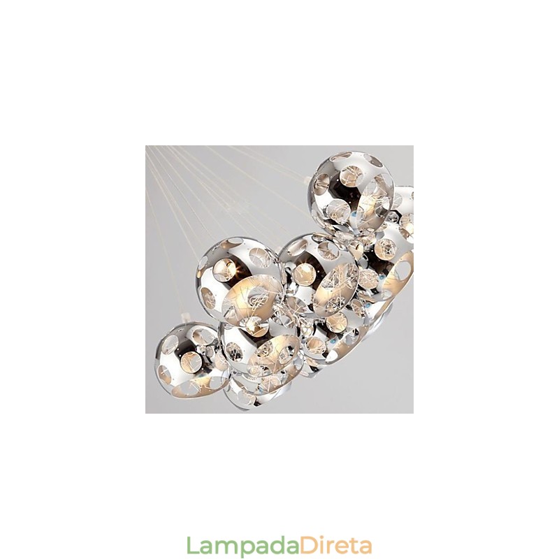 Luminária pendente moderna contemporânea Globe Chrome Metal