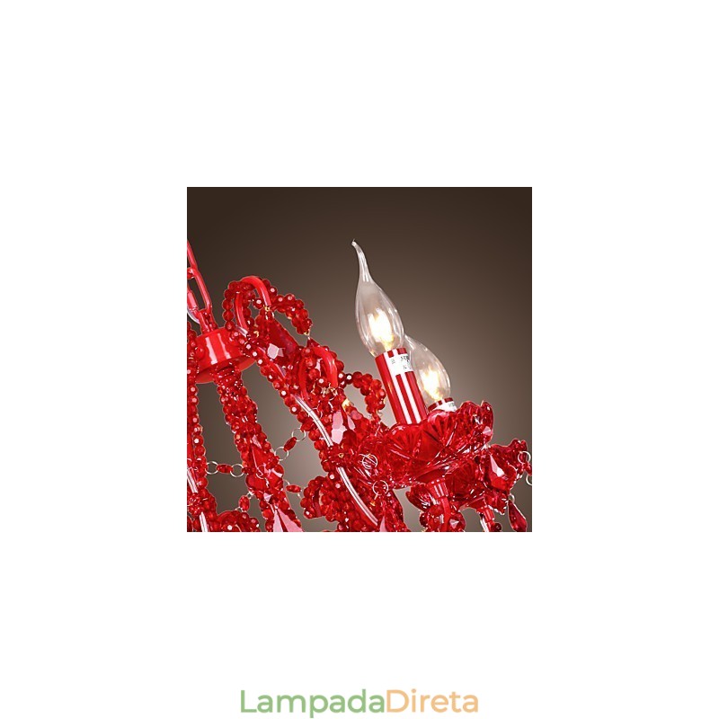 Lustre moderno contemporâneo de cristal cromado em metal